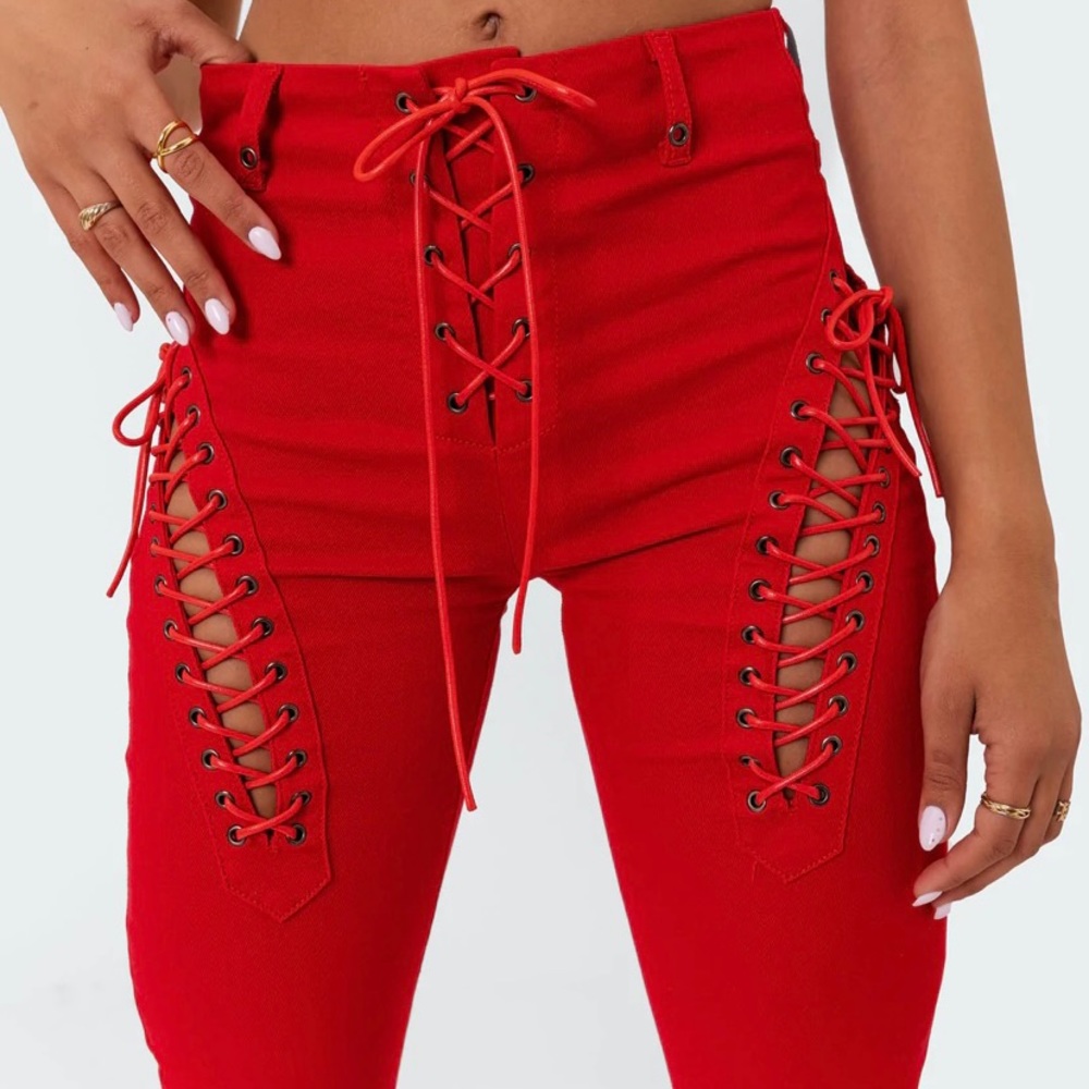 Edikted engine red flare pants
